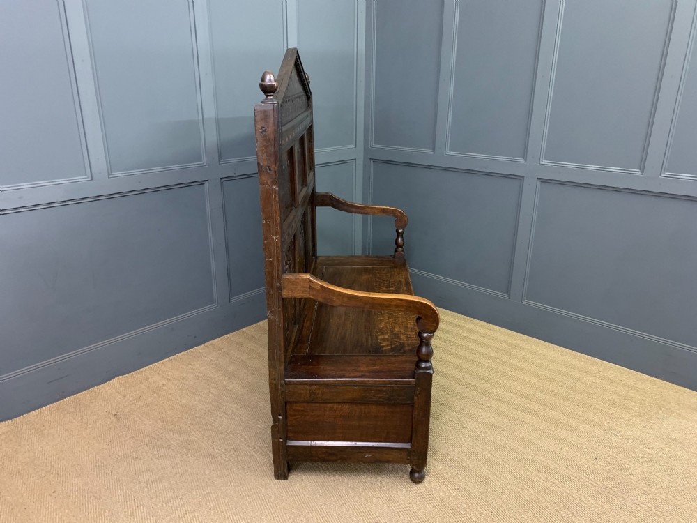 19th Century Oak High Back Settle View XI