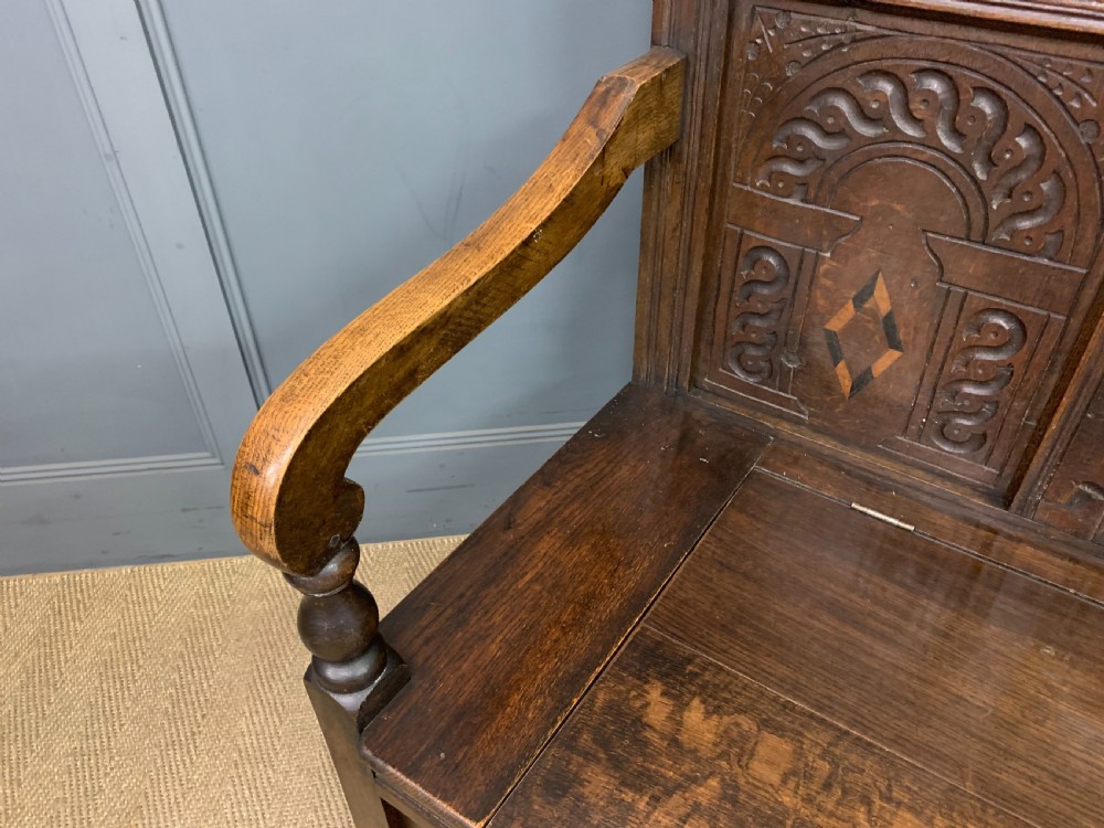 19th Century Oak High Back Settle View XIV