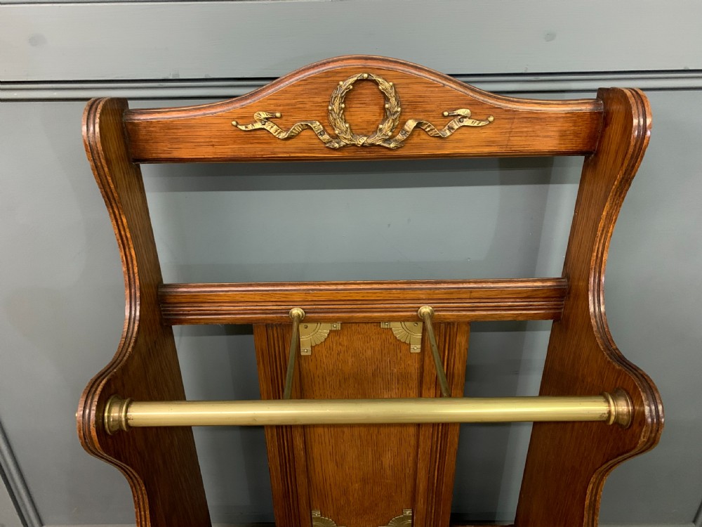 Shoolbred Oak and Brass Stick Stand View III