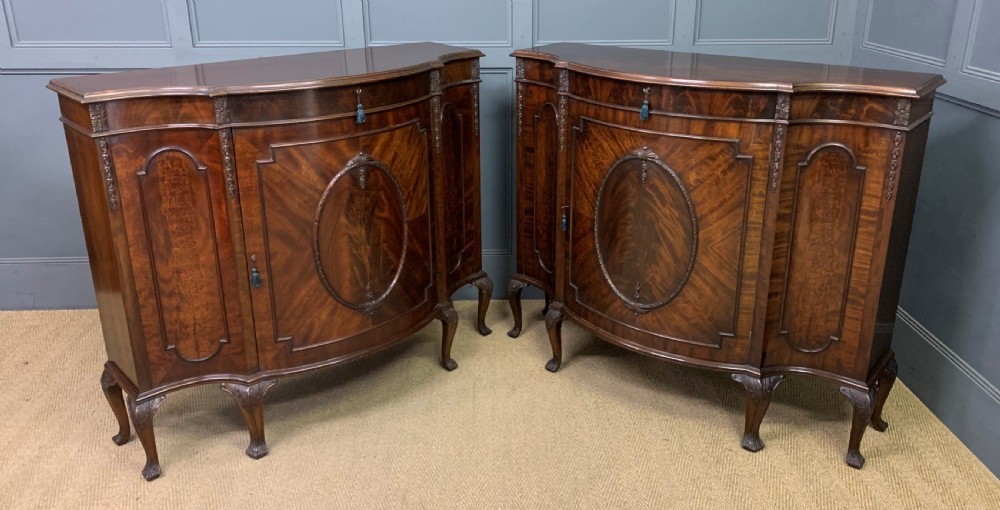 Pair of Flame Mahogany Commodes