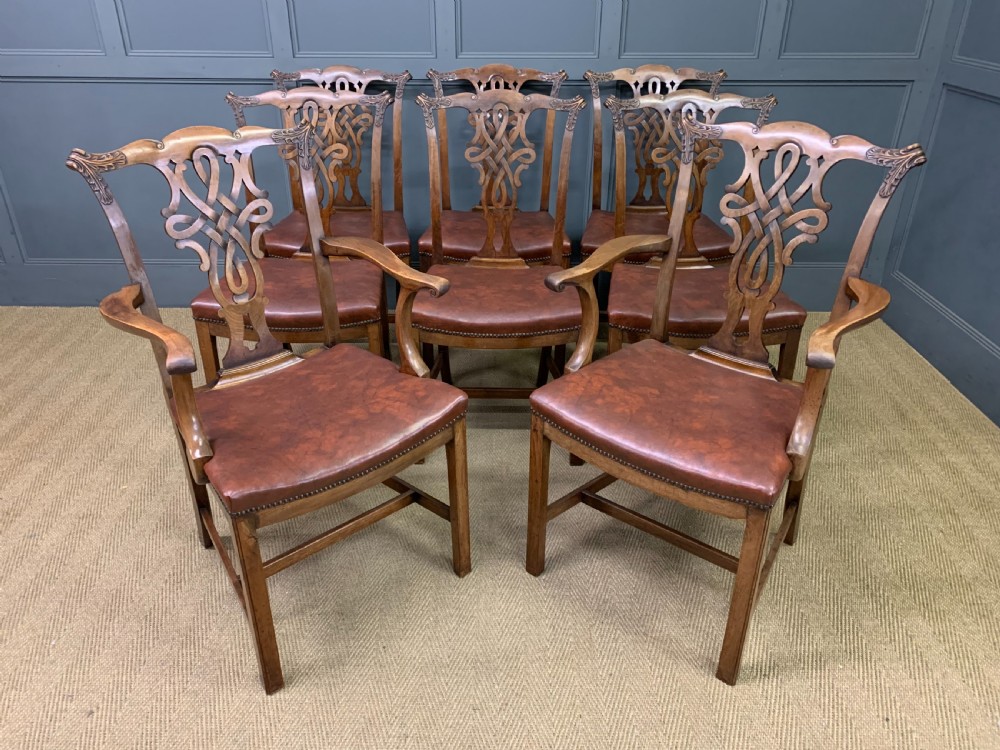 Set of 8 Mahogany Chippendale Style Dining Chairs View II