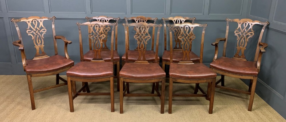 Set of 8 Mahogany Chippendale Style Dining Chairs View III