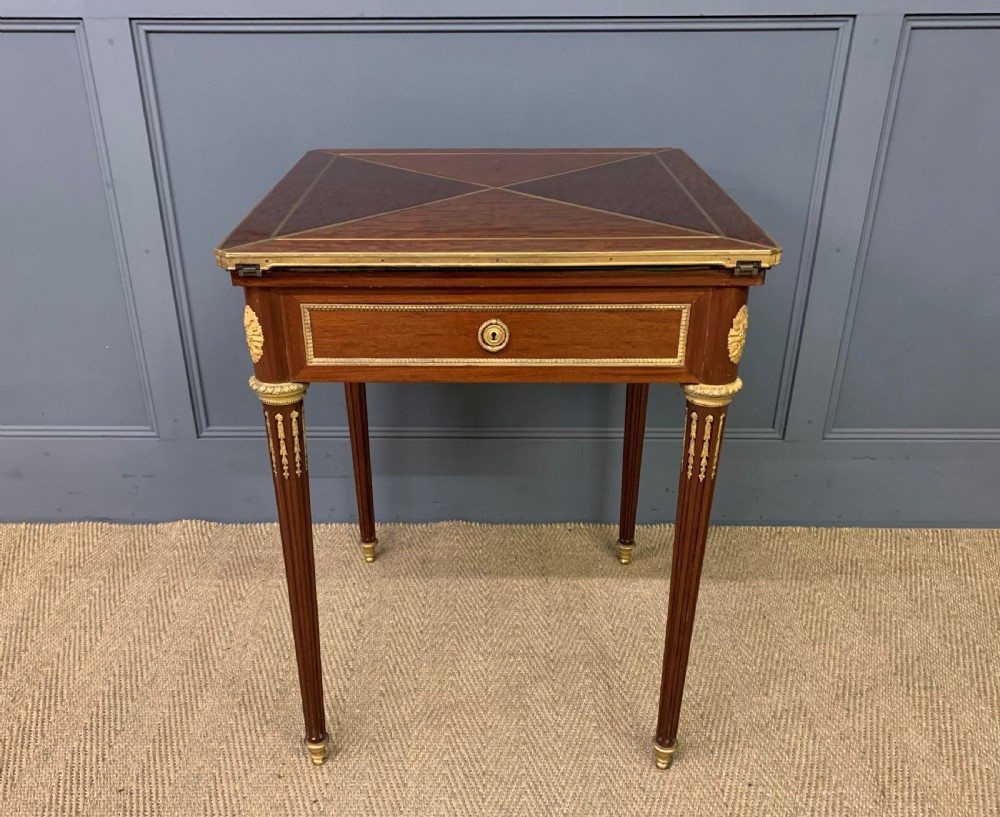 Mahogany Envelope Card Table by Lampre of Paris