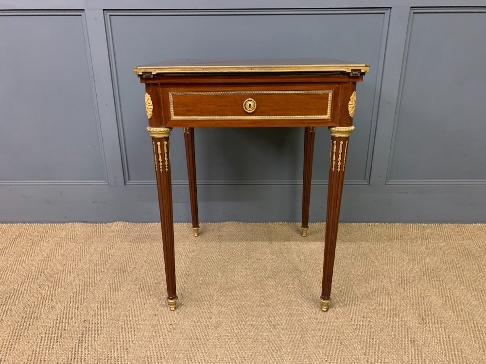Mahogany Envelope Card Table by Lampre of Paris View II