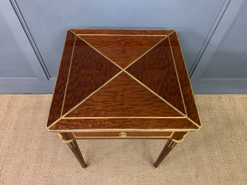 Mahogany Envelope Card Table by Lampre of Paris View III