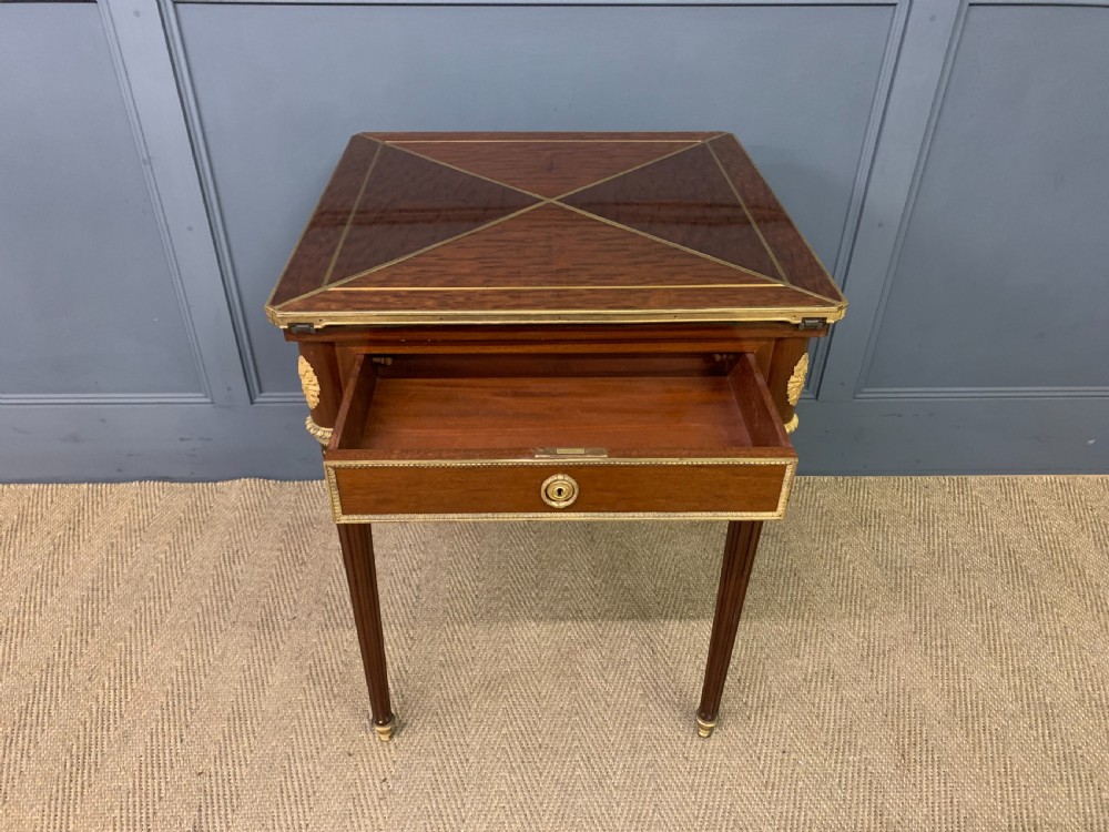 Mahogany Envelope Card Table by Lampre of Paris View VI
