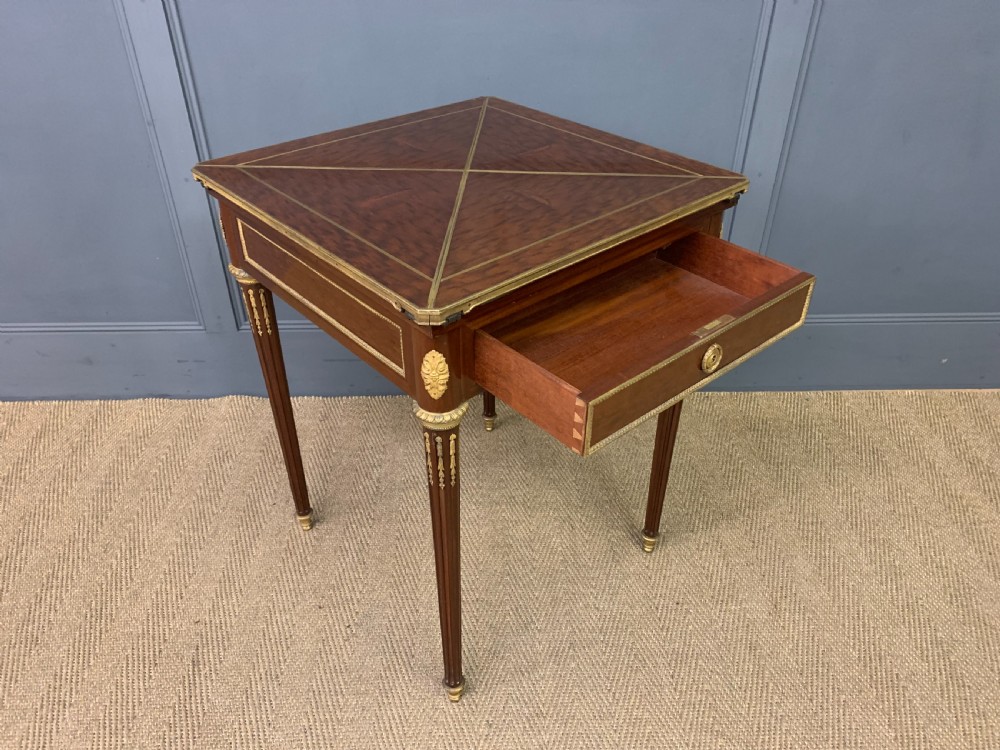 Mahogany Envelope Card Table by Lampre of Paris View X