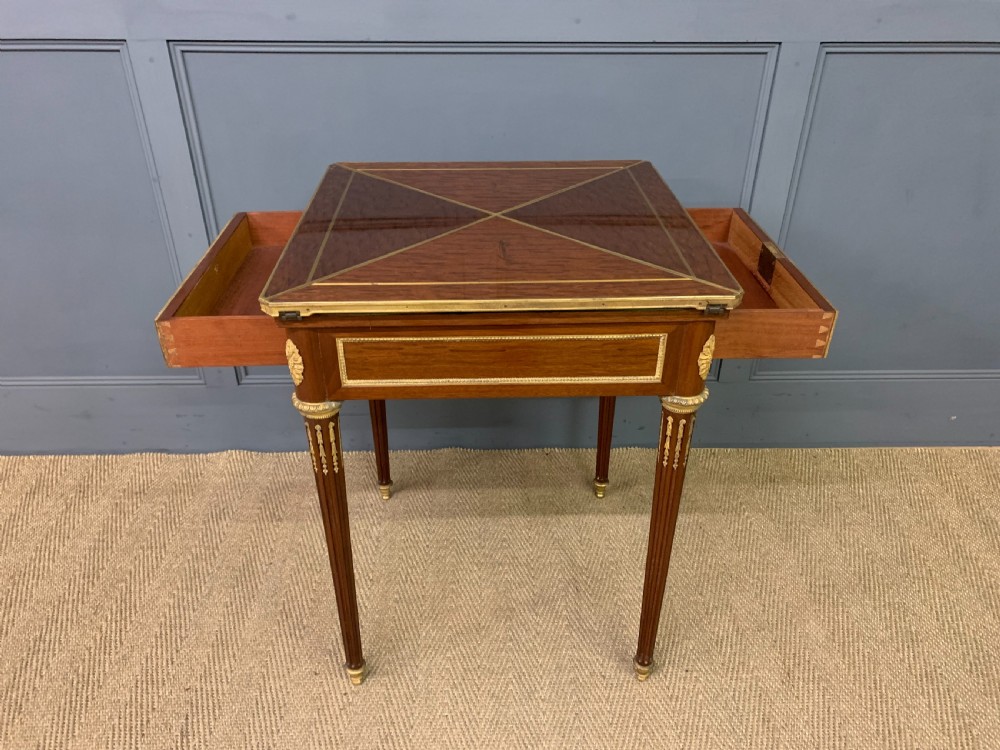 Mahogany Envelope Card Table by Lampre of Paris View XIII