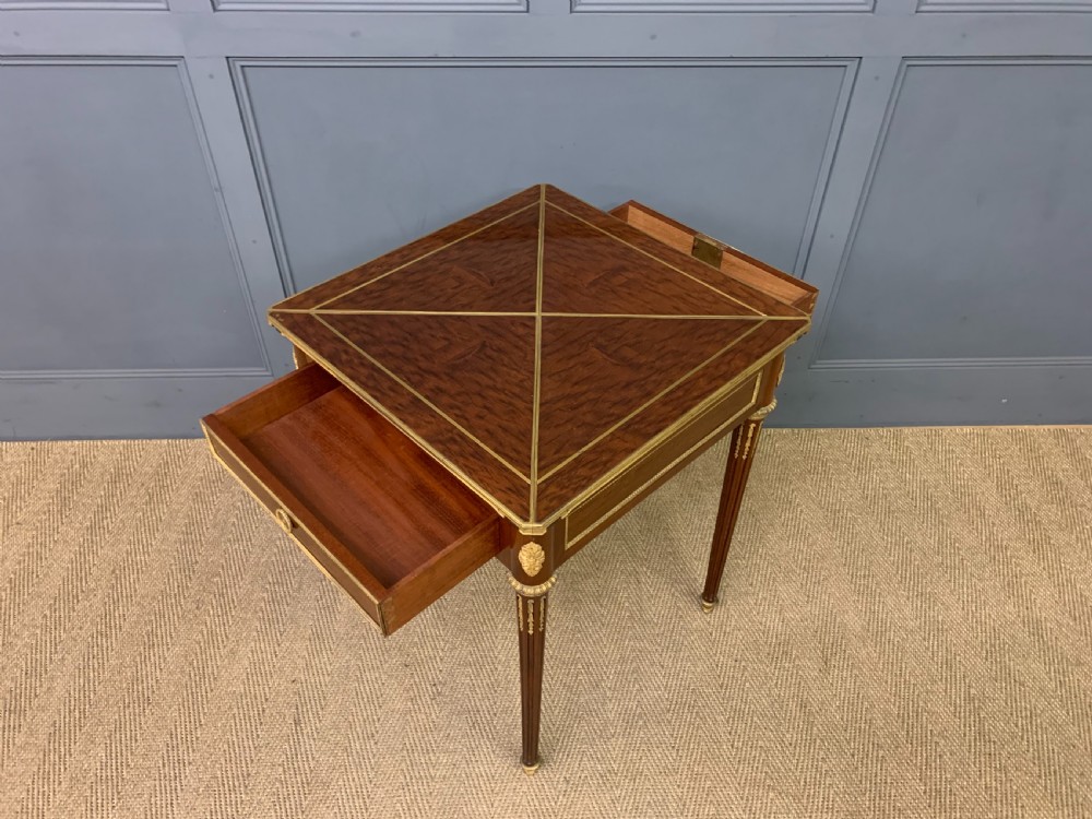 Mahogany Envelope Card Table by Lampre of Paris View XIV