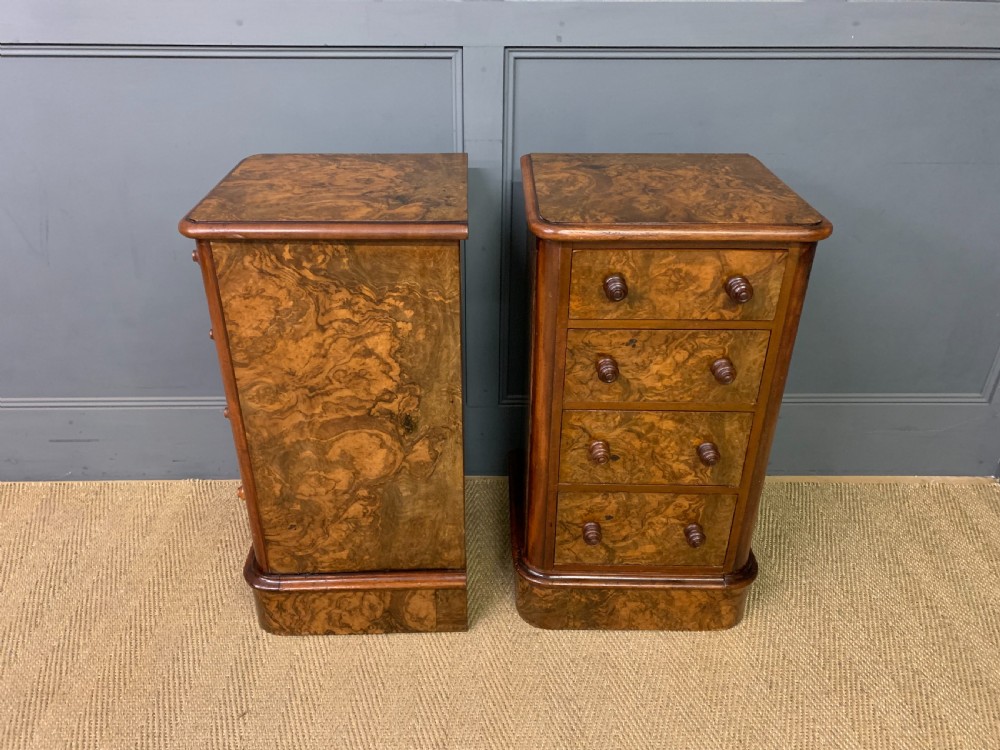 Pair of Victorian Burr Walnut Bedside Chests  View IV
