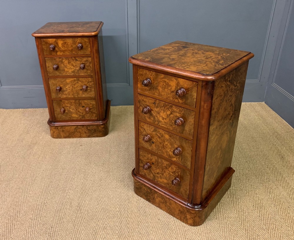 Pair of Victorian Burr Walnut Bedside Chests  View VII