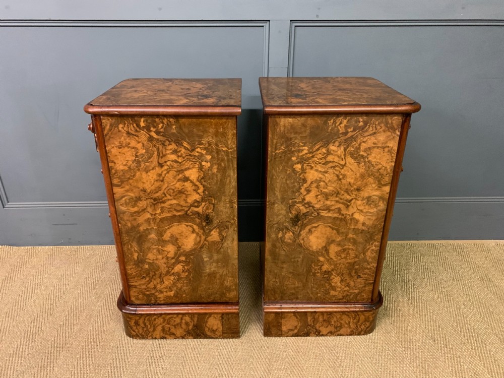 Pair of Victorian Burr Walnut Bedside Chests  View VIII