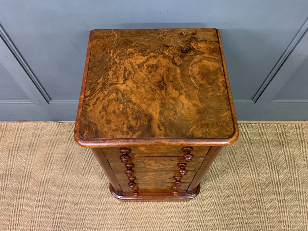 Pair of Victorian Burr Walnut Bedside Chests  View X