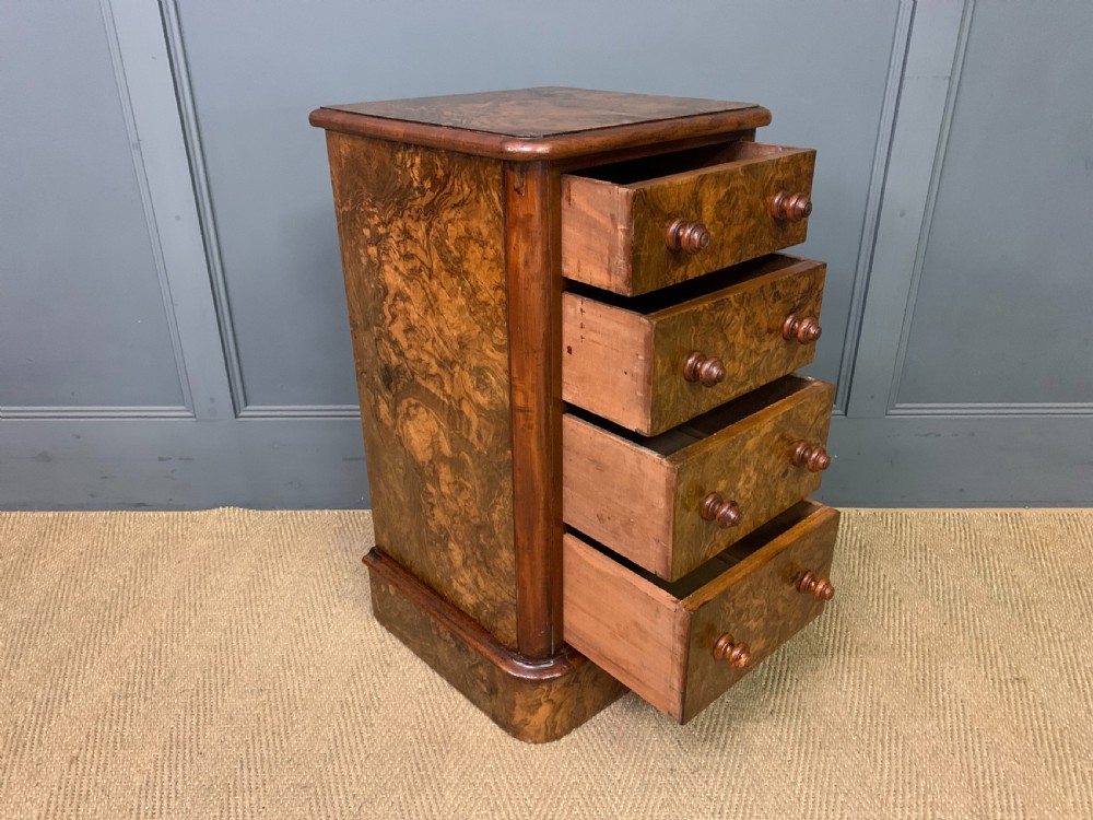 Pair of Victorian Burr Walnut Bedside Chests  View XII