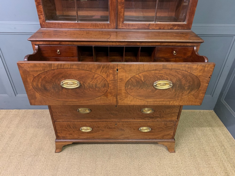 George III Mahogany Secretaire Bookcase View VIII