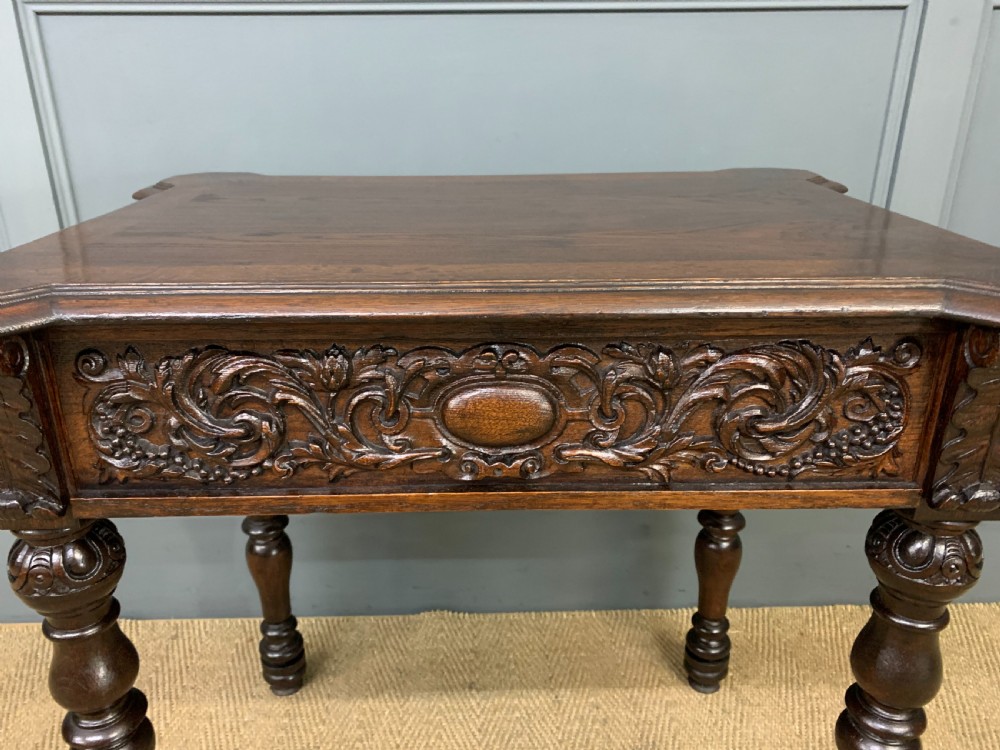 19th Century Carved Oak Table View II