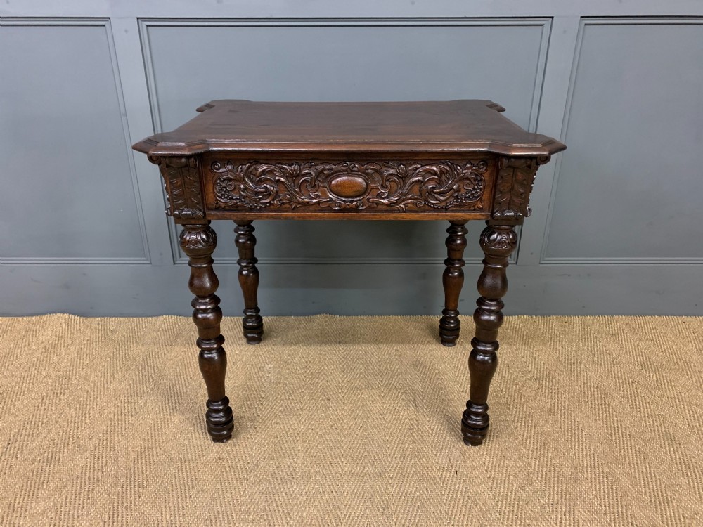 19th Century Carved Oak Table View V