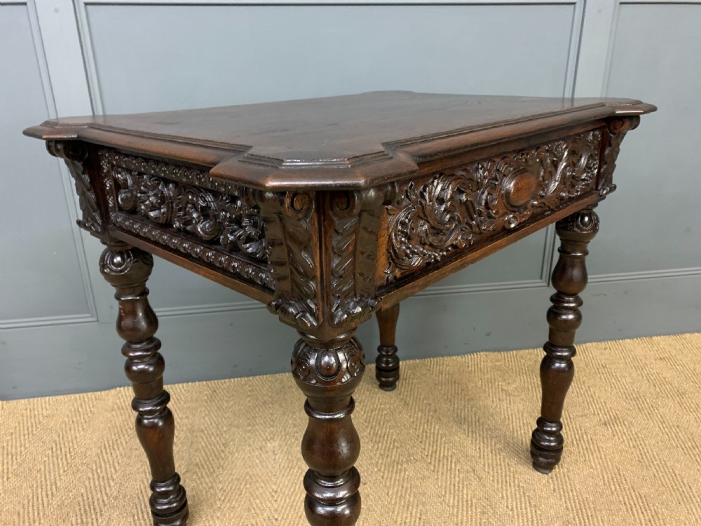 19th Century Carved Oak Table View VIII