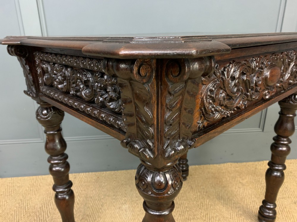 19th Century Carved Oak Table View IX