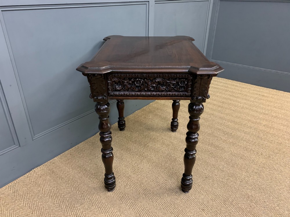 19th Century Carved Oak Table View XI