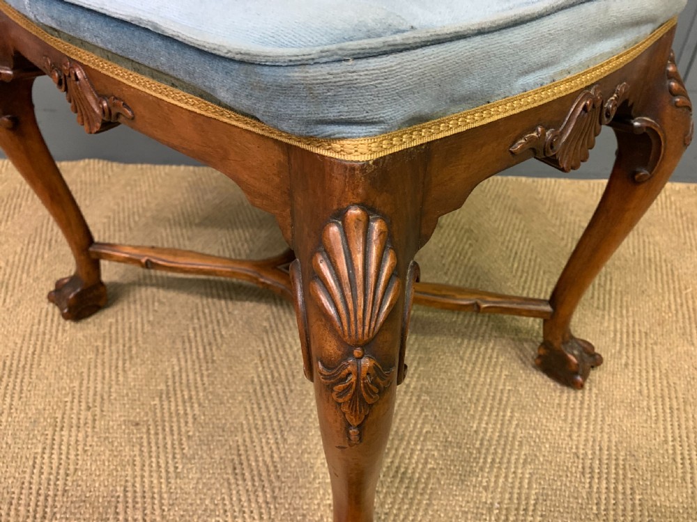 Queen Anne Style Walnut Stool View V