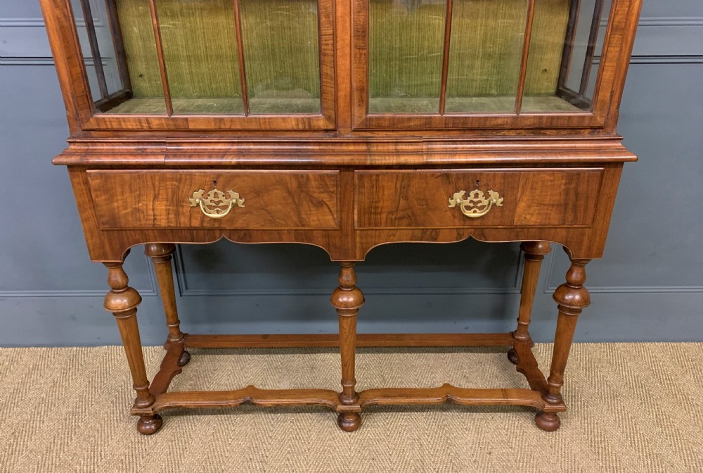 Burr Walnut Double Dome Topped Display Cabinet View III