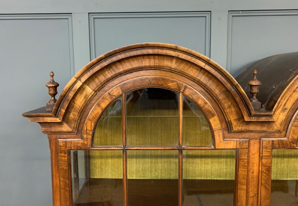 Burr Walnut Double Dome Topped Display Cabinet View V