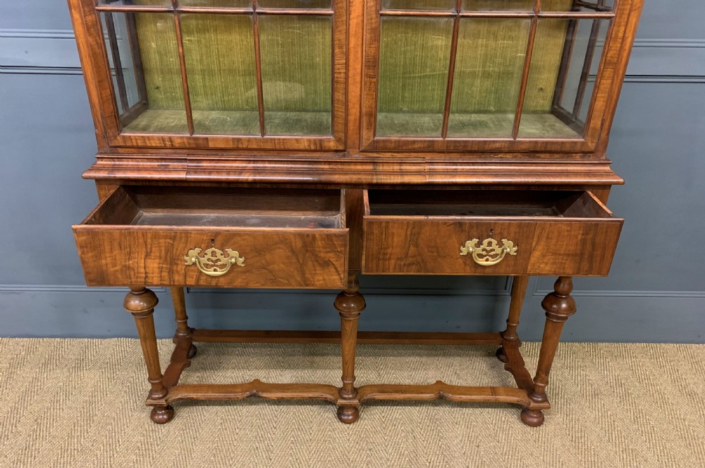Burr Walnut Double Dome Topped Display Cabinet View VI