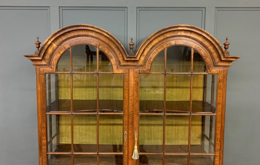 Burr Walnut Double Dome Topped Display Cabinet View VIII