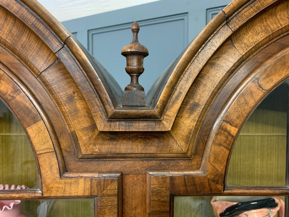 Burr Walnut Double Dome Topped Display Cabinet View XVI