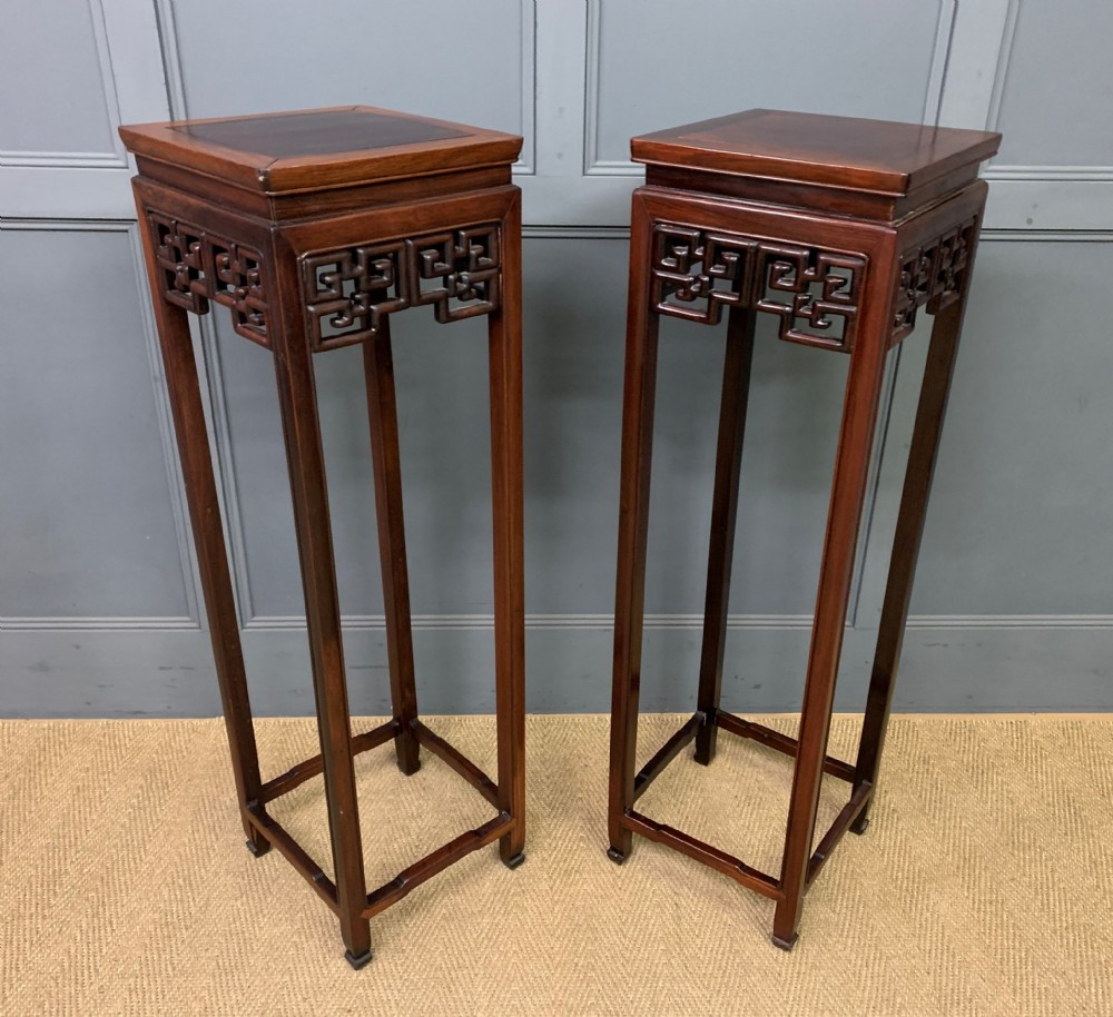 Tall Pair of Oriental Hardwood Stands View VIII