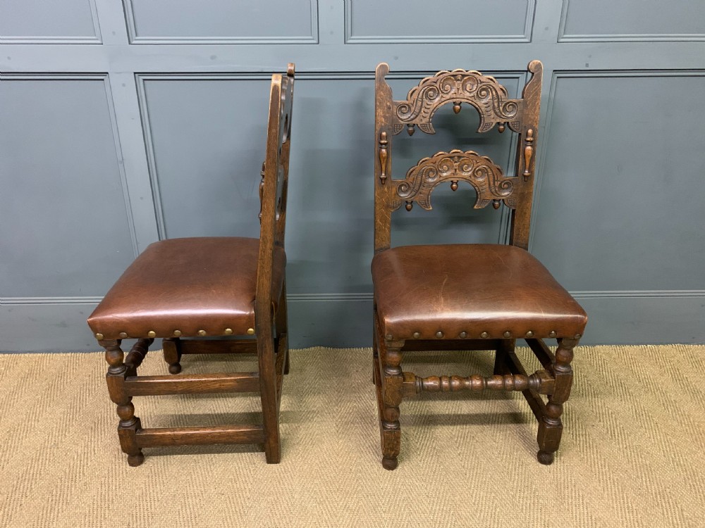 Set of 6 Oak Jacobean Style Chairs View III