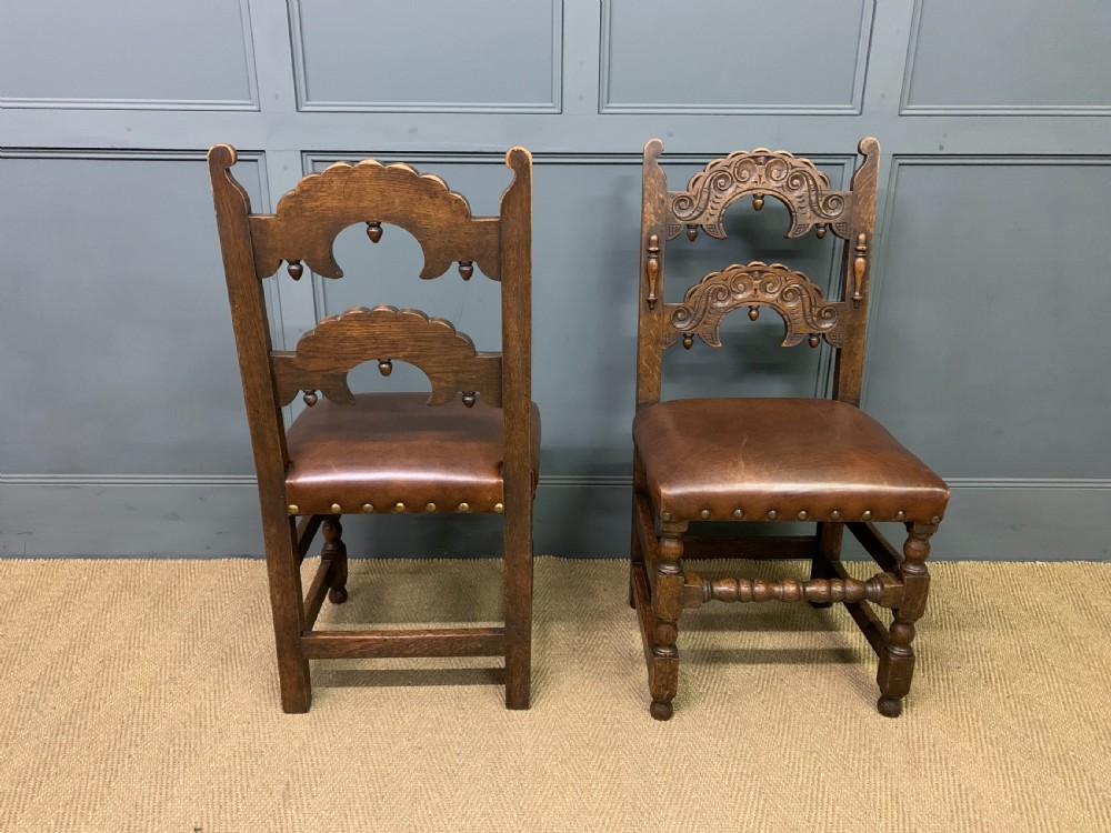 Set of 6 Oak Jacobean Style Chairs View IV