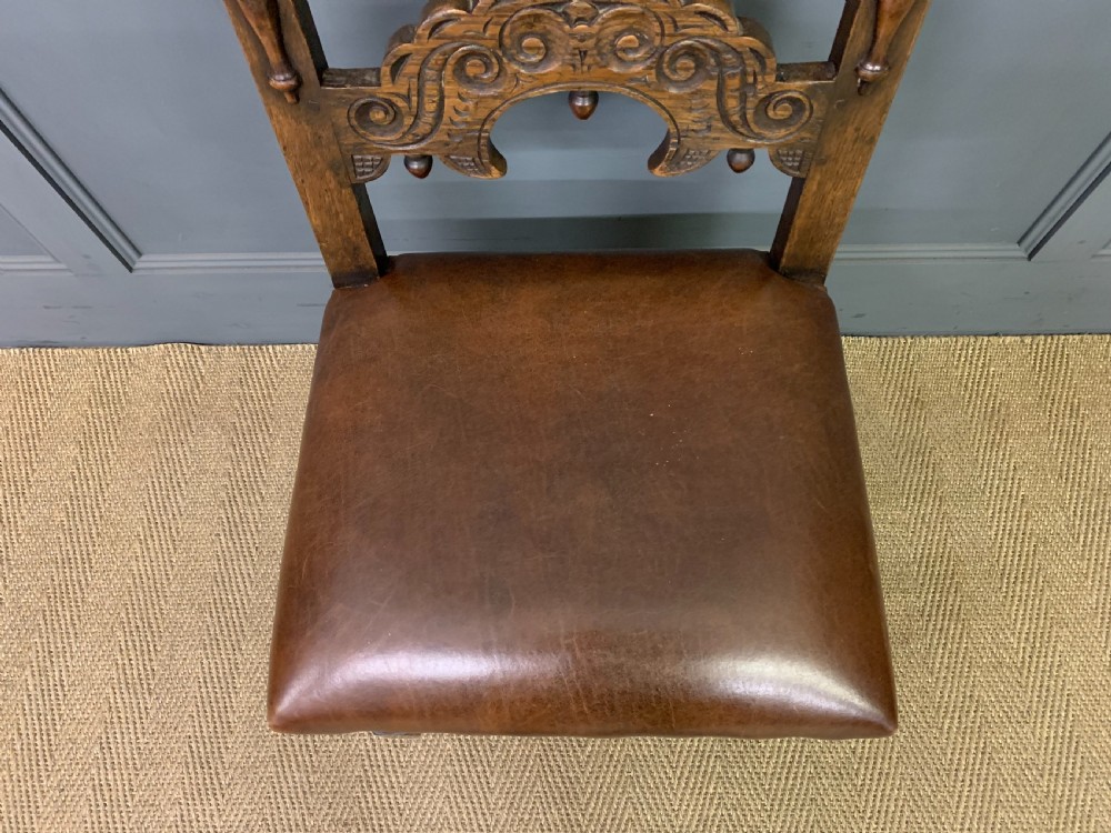 Set of 6 Oak Jacobean Style Chairs View V