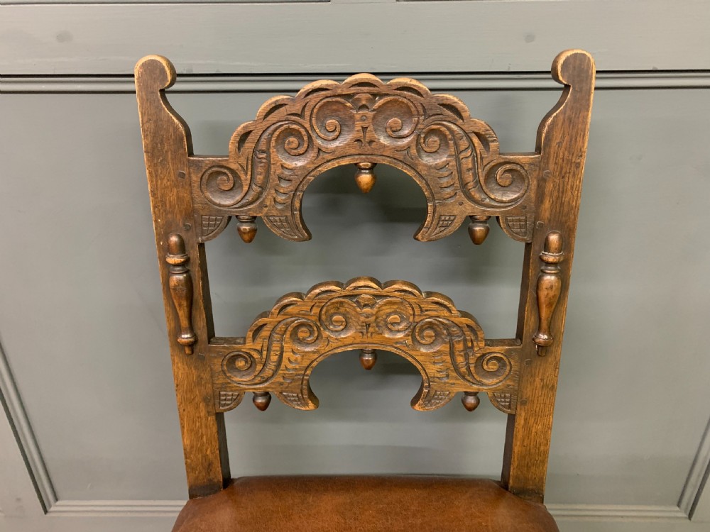 Set of 6 Oak Jacobean Style Chairs View VII