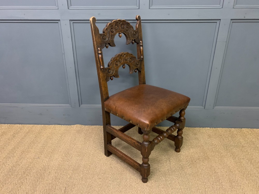 Set of 6 Oak Jacobean Style Chairs View VIII