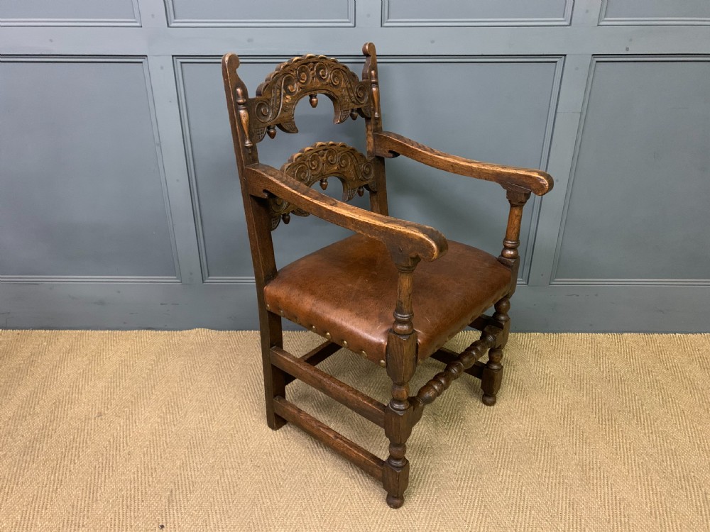 Set of 6 Oak Jacobean Style Chairs View XI