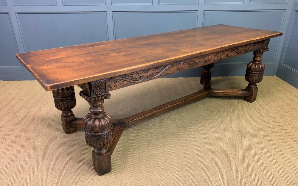 Long Jacobean Style Oak Refectory Table