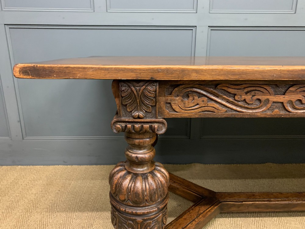 Long Jacobean Style Oak Refectory Table View IX