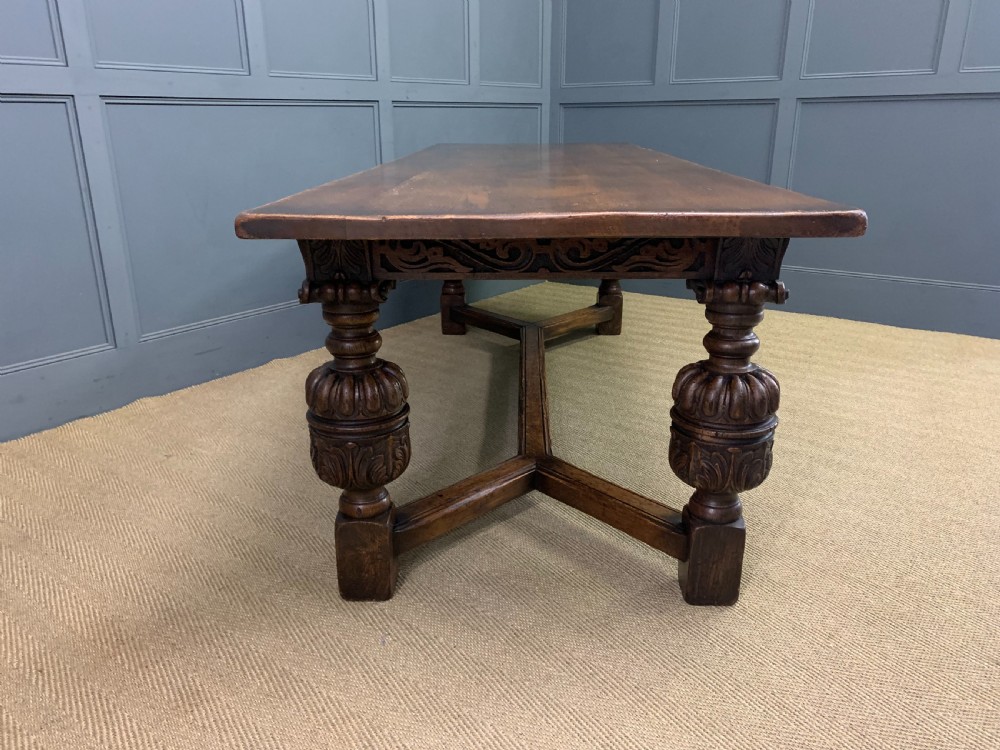 Long Jacobean Style Oak Refectory Table View XI