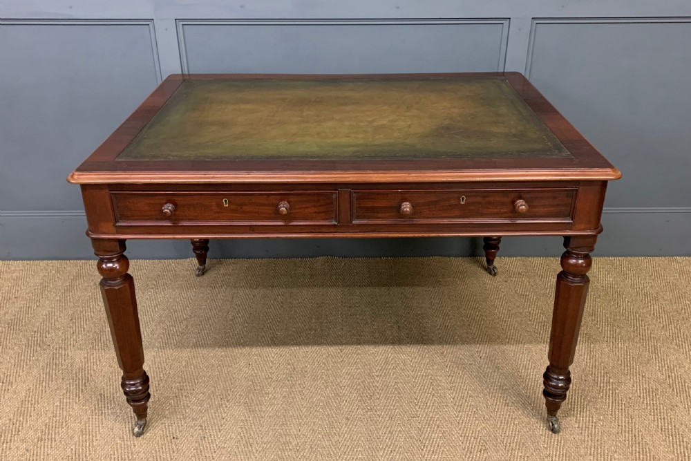 Victorian Mahogany 4 Drawer Partners Writing Table