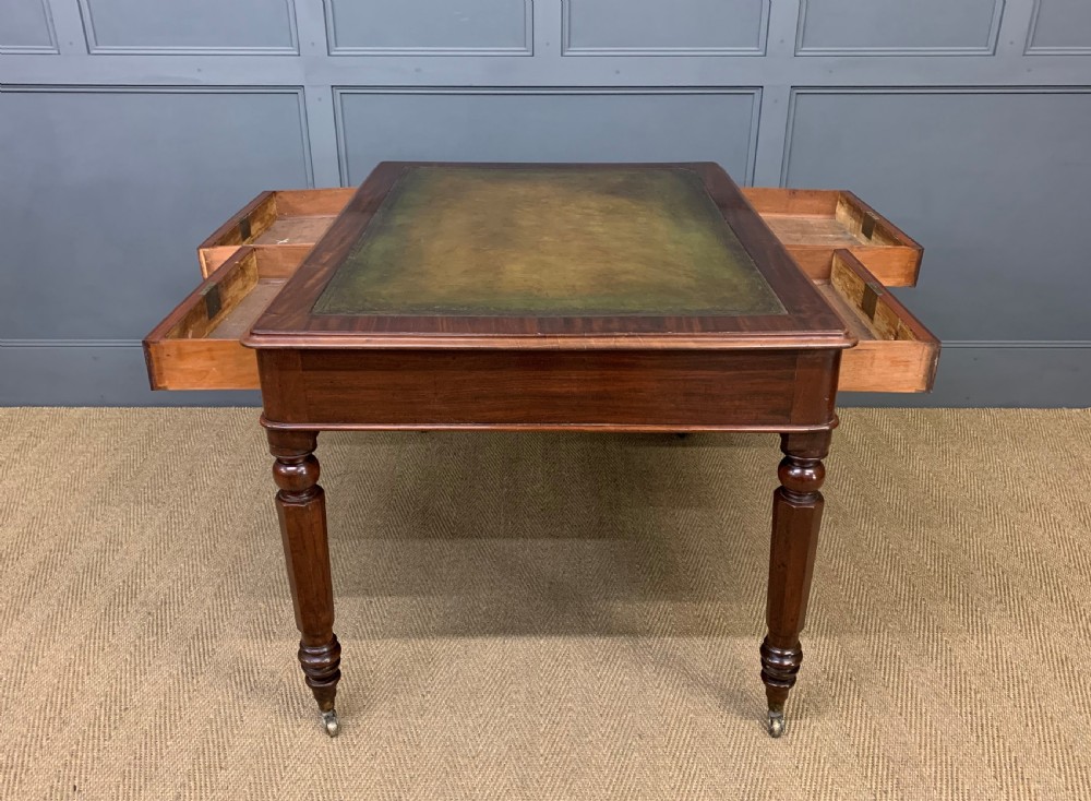 Victorian Mahogany 4 Drawer Partners Writing Table View XII