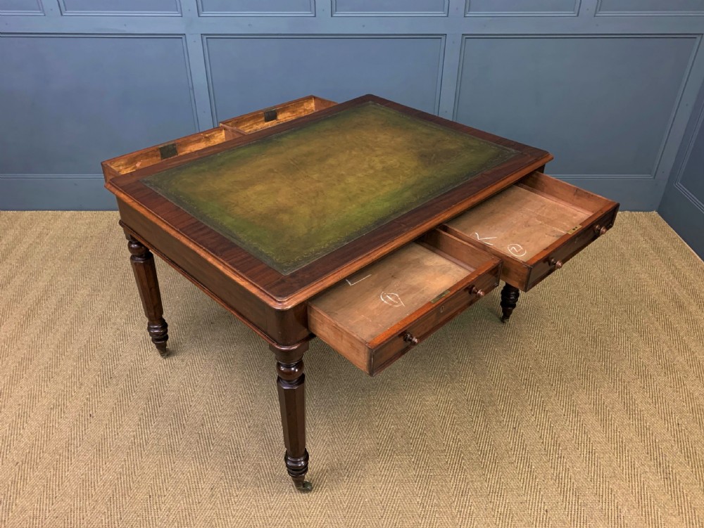 Victorian Mahogany 4 Drawer Partners Writing Table View XIII