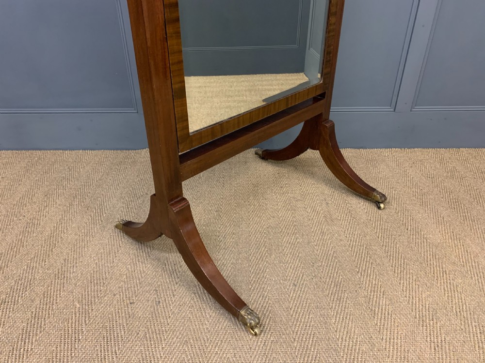 Large Edwardian Mahogany Cheval Mirror View VII