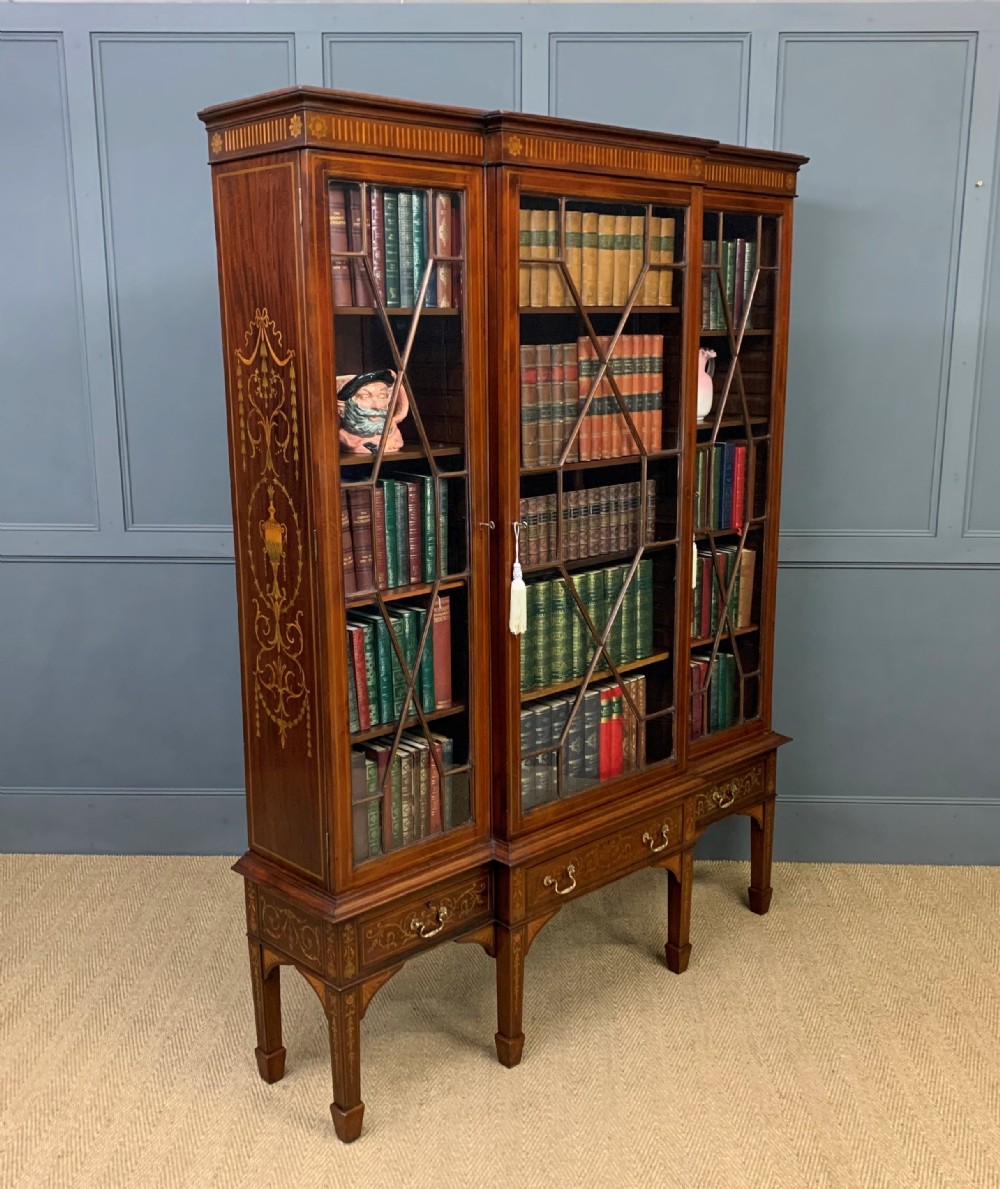 Large Inlaid Mahogany Display Bookcase