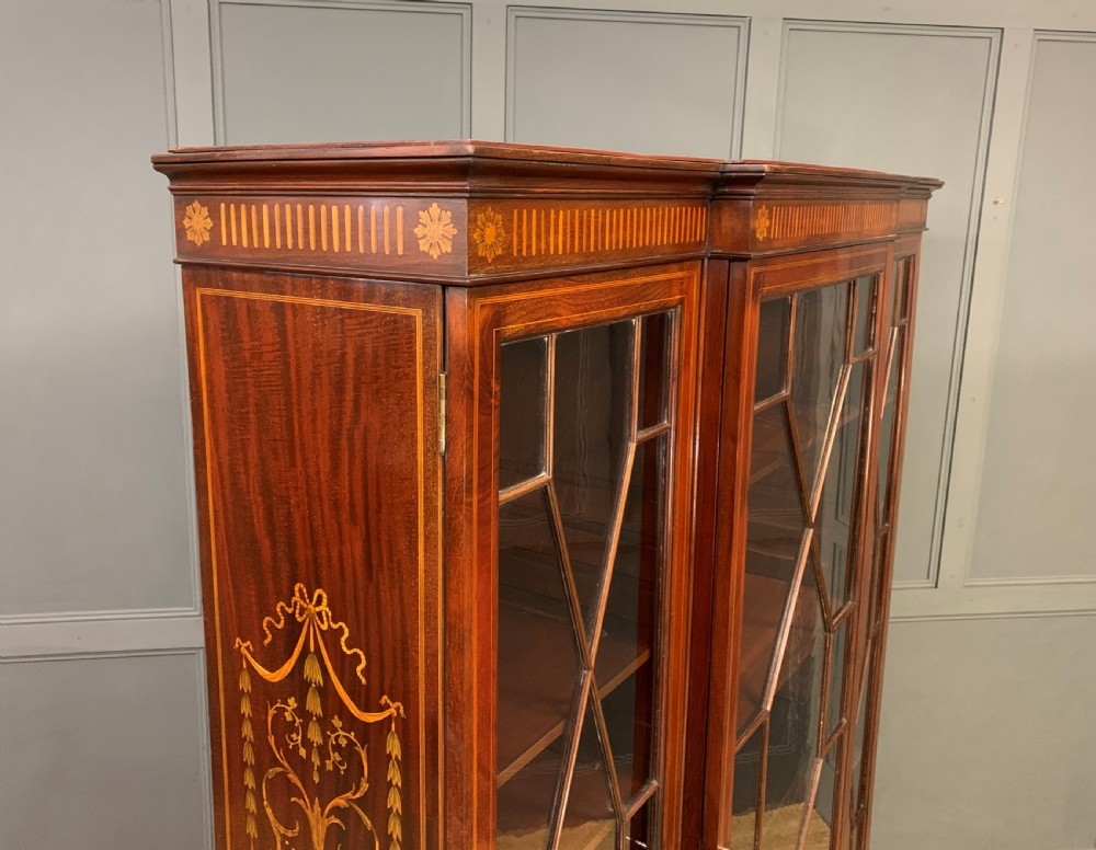 Large Inlaid Mahogany Display Bookcase View III