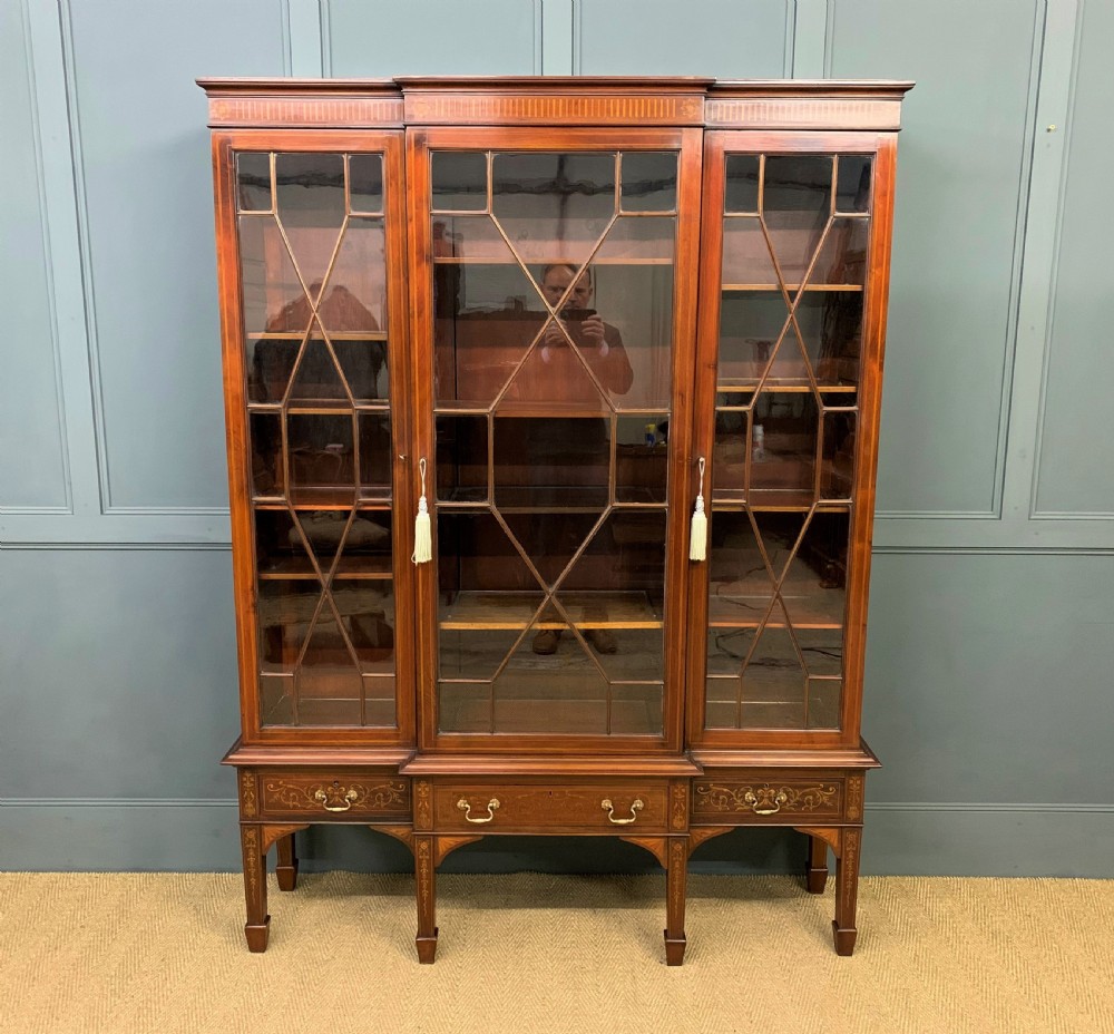 Large Inlaid Mahogany Display Bookcase View IV