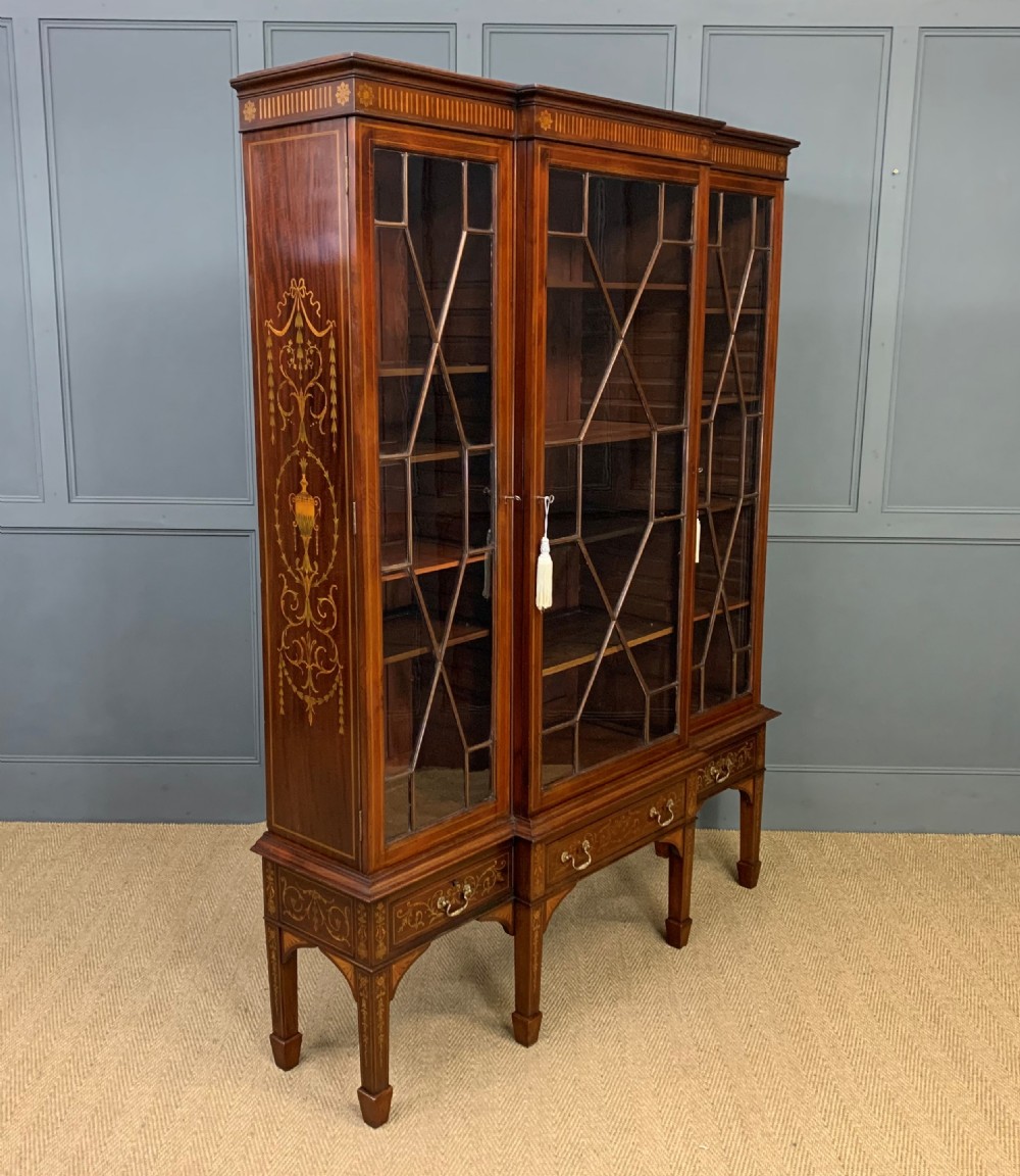 Large Inlaid Mahogany Display Bookcase View V