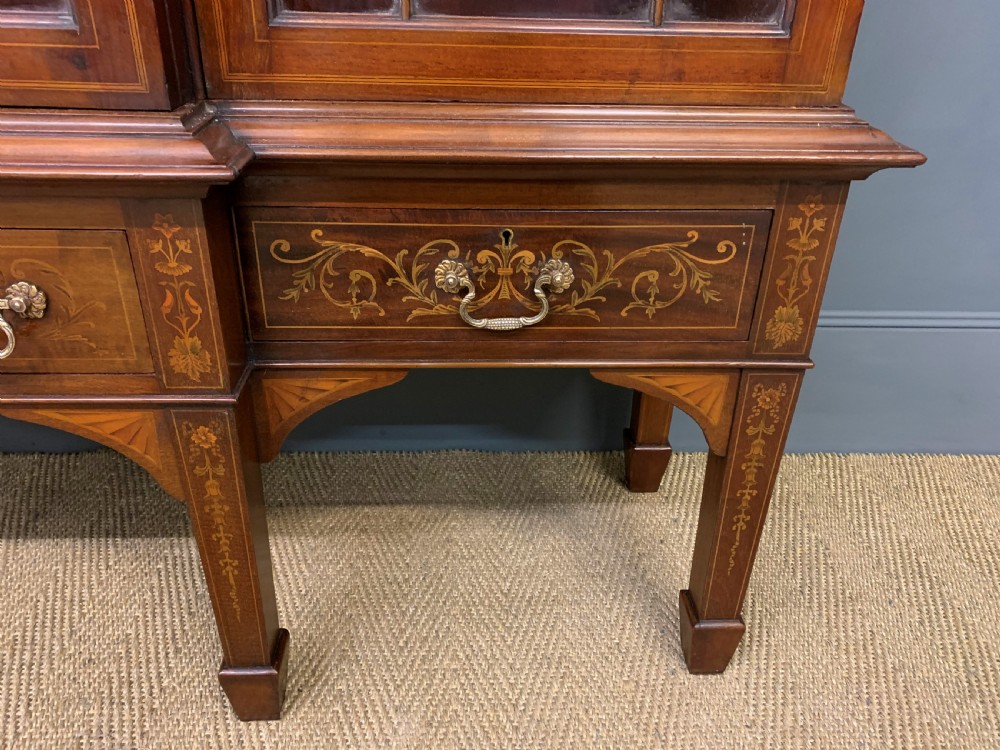 Large Inlaid Mahogany Display Bookcase View XIV
