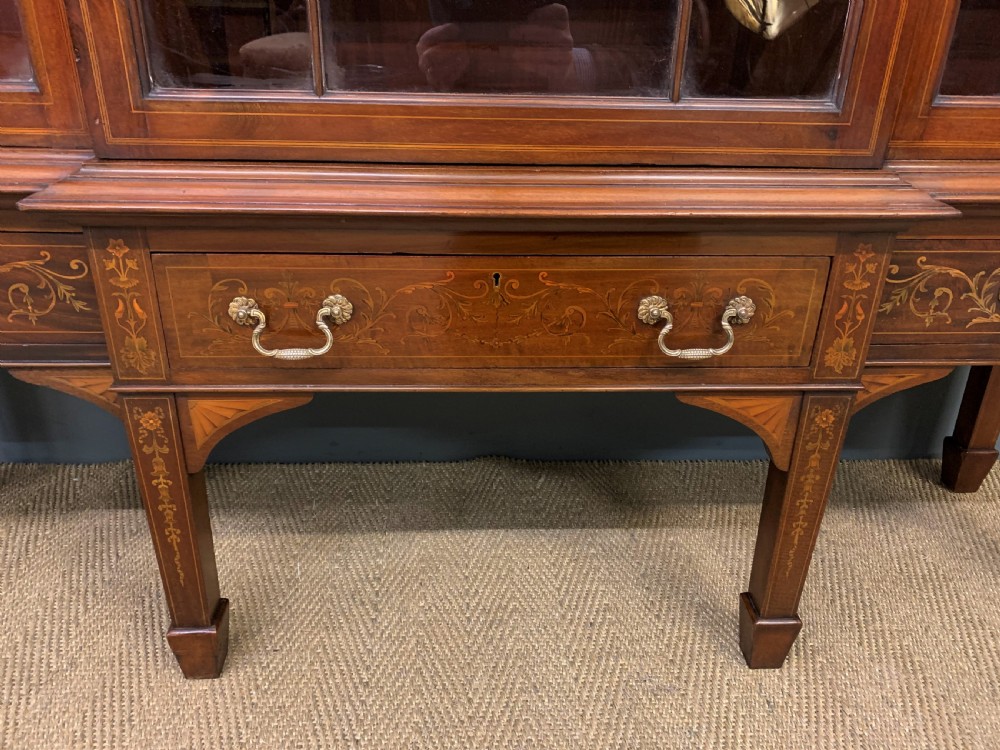 Large Inlaid Mahogany Display Bookcase View XV